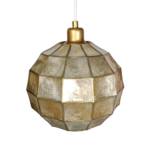 Modern Gold Oval/Globe Pendant Light For Living Room- 1 Shell Hanging Lamp Kit