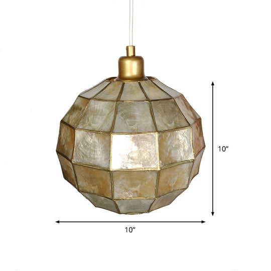 Modern Gold Oval/Globe Ceiling Pendant Light - Stylish Shell Hanging Lamp for Living Room