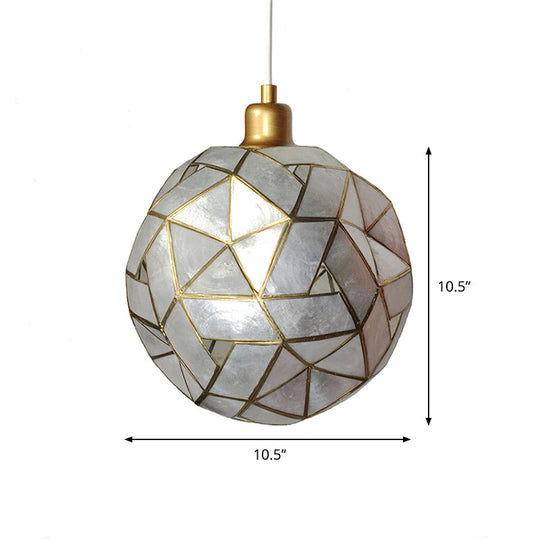 Gold Ball Shell Pendant Dining Room Ceiling Light