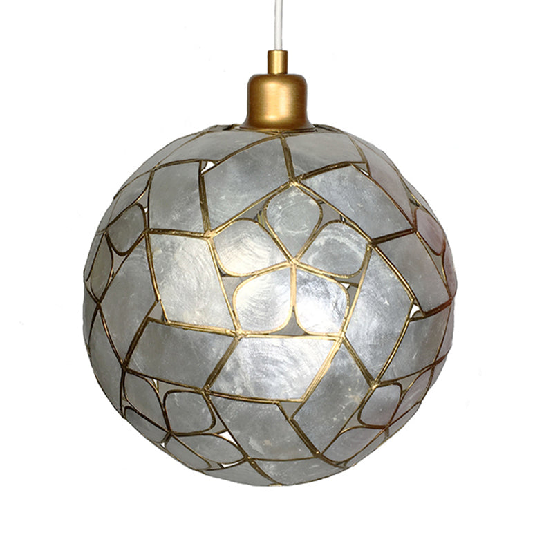 Gold Pendant Lamp with Ball Shell Shade - 1 Light Dining Room Ceiling Light