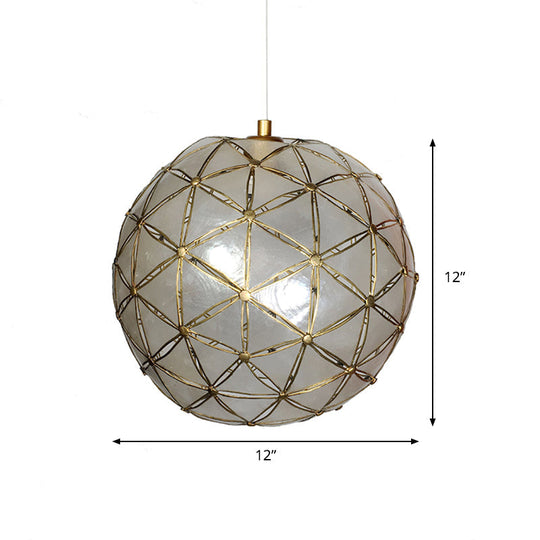 Gold Ball Shell Pendant Dining Room Ceiling Light