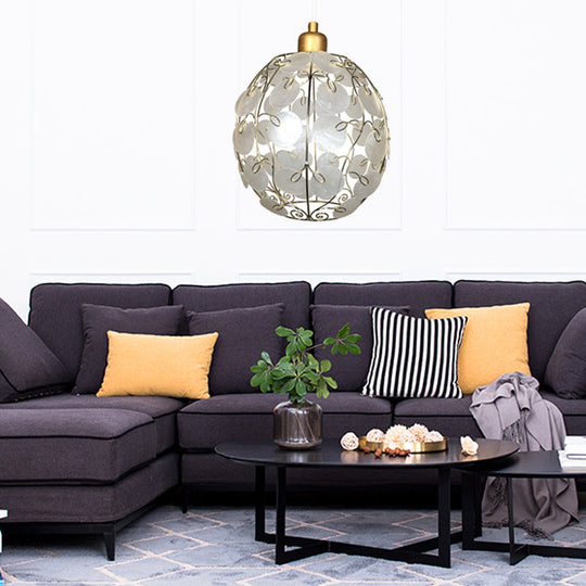 Contemporary White & Gold Sphere Pendant Light - Hanging Ceiling Lamp