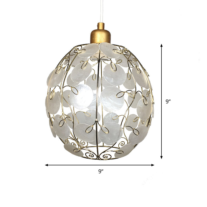 Contemporary White & Gold Sphere Pendant Light - Hanging Ceiling Lamp