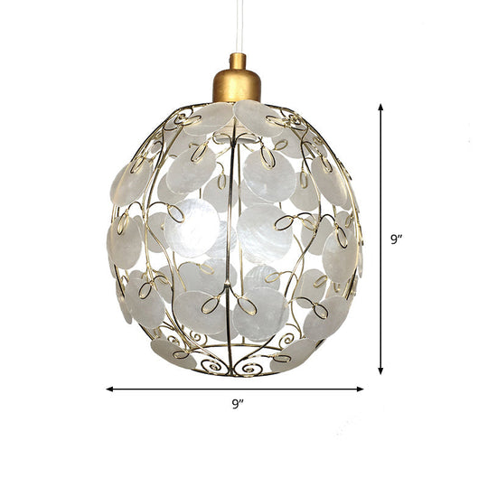 Contemporary White & Gold Sphere Pendant Light - Hanging Ceiling Lamp
