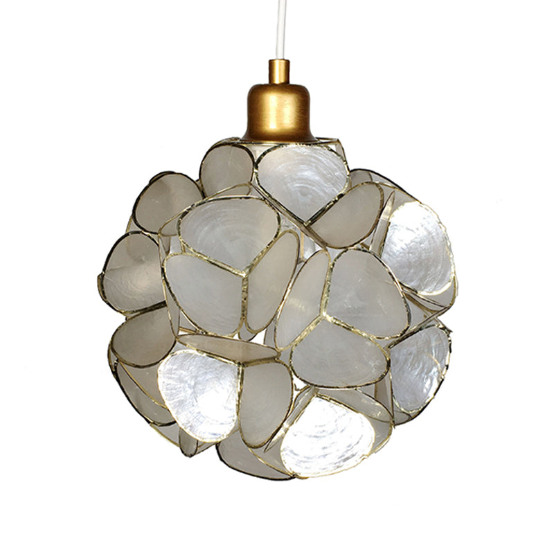 Modern Shell Pendant Light - Globe Suspension White/Beige 1-Light
