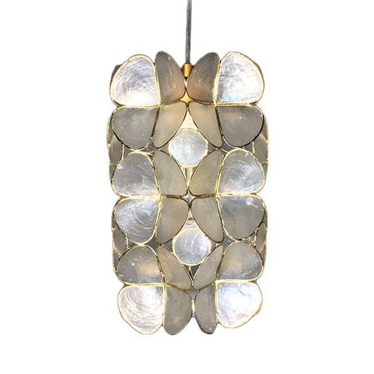 Cylinder Shell Hanging Pendant Light: Simple Silver Suspension for Living Room