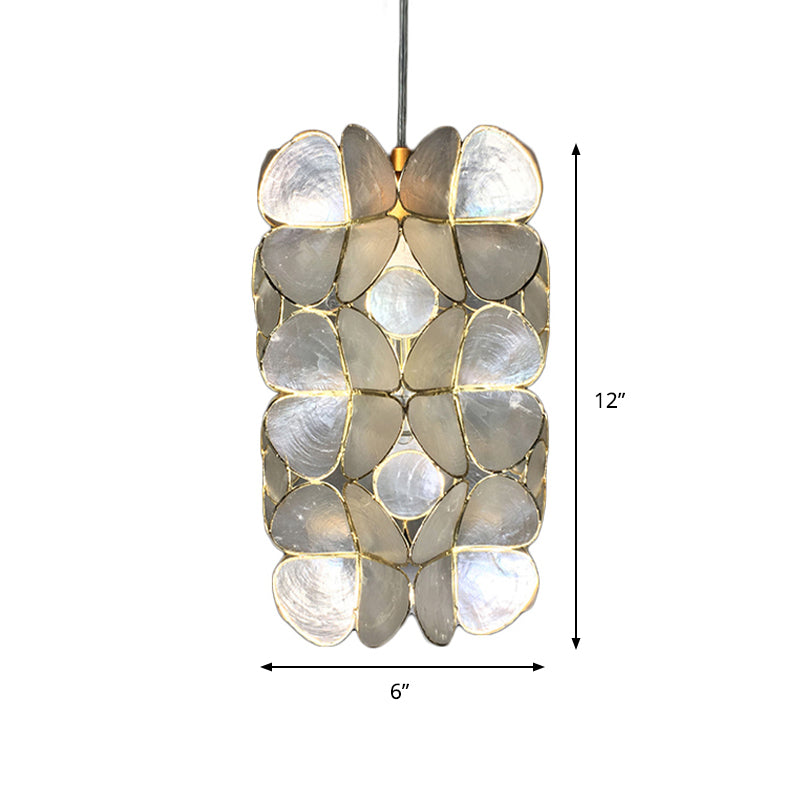 Cylinder Shell Hanging Pendant Light: Simple Silver Suspension for Living Room