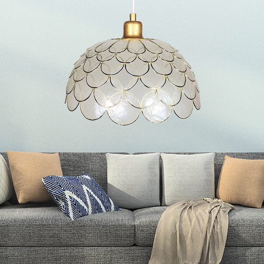 Nordic Style Gold 1-Light Pendant Shell Lamp for Living Room Down Lighting