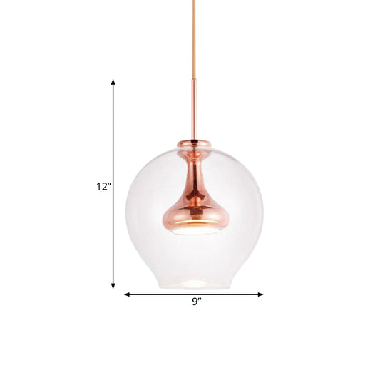 Contemporary Clear Glass Pendant Light - Sphere 1-Light Led Hanging Lamp Kit In White/Warm With