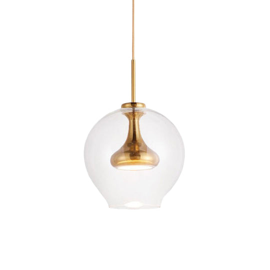 Contemporary Clear Glass Pendant Light: Sphere-Shaped, LED Hanging Lamp Kit in White/Warm Light with Nickle, Gold, or Rose Gold Finish