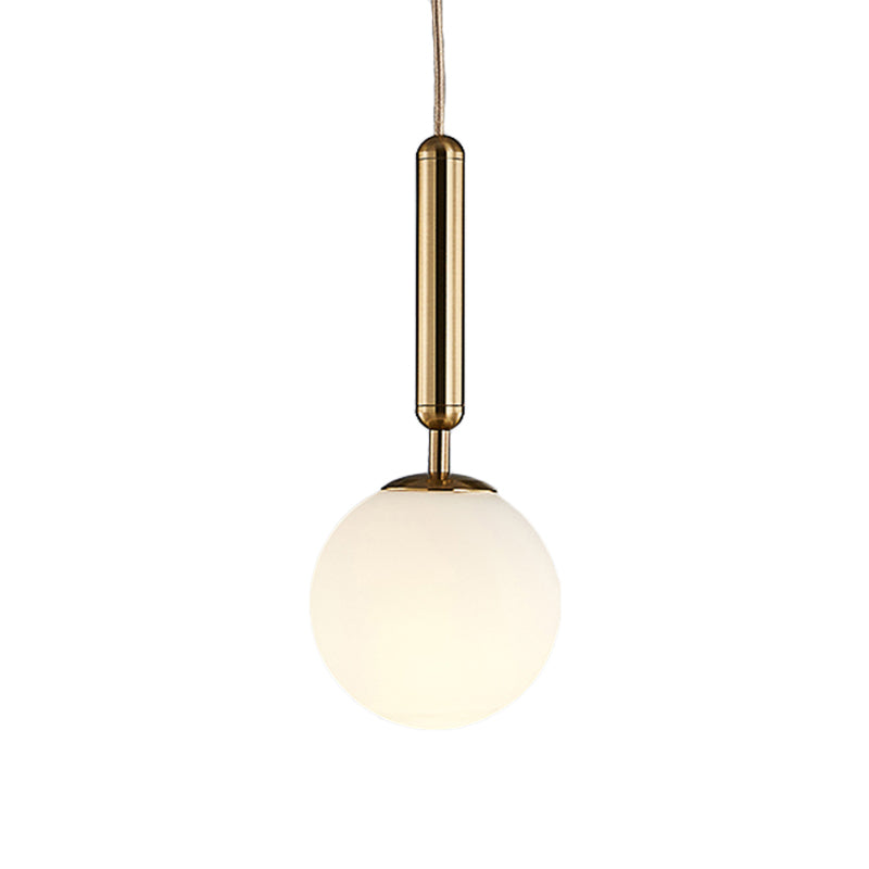 Modern Gold Kitchen Pendant Light with White Glass Shade, 1-Light, Multiple Sizes