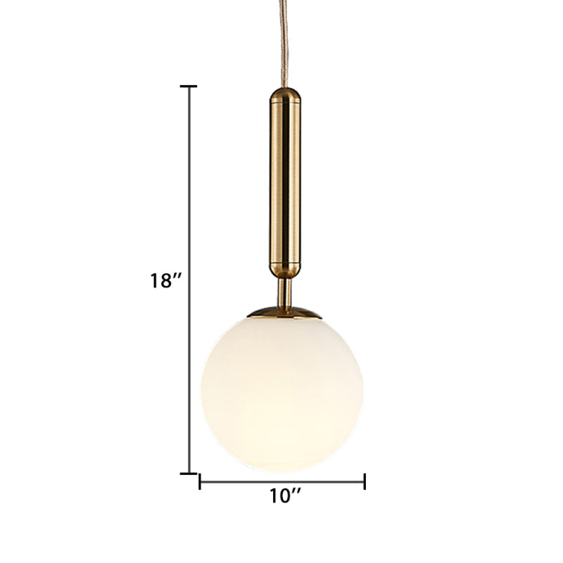 Modern Gold Kitchen Pendant Light with White Glass Shade, 1-Light, Multiple Sizes
