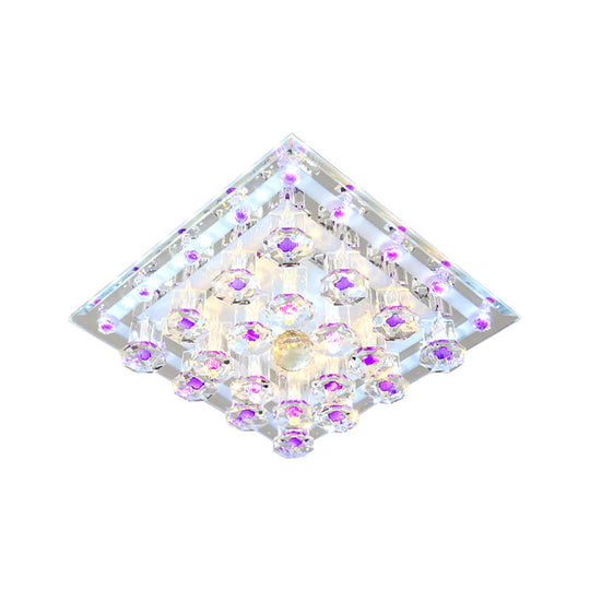 Contemporary Purple Crystal Ceiling Light - 7"/9.5" Flush Mount LED for Corridor in Warm/White Light
