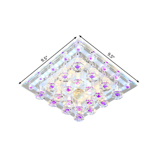 Contemporary Purple Crystal Ceiling Light - 7/9.5 Flush Mount Led For Corridor In Warm/White
