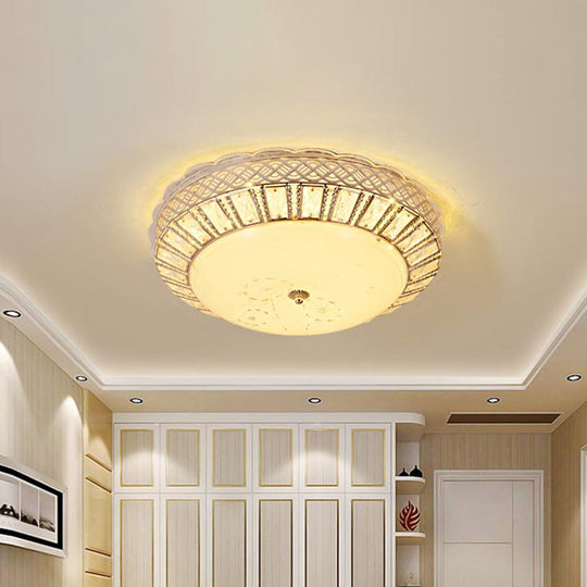 Minimal LED Gold Ceiling Lamp with Crystal Flush Mount and Flower Pattern – Ideal for Bedroom