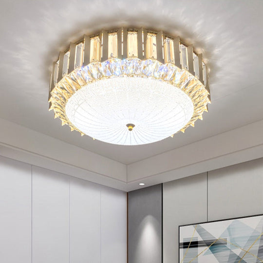 Contemporary LED Gold Flush Mount Ceiling Light with Clear Crystal Bowl for Bedroom
