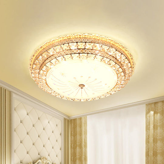 Modern Gold LED Bedroom Ceiling Light with Crystal Bowl Shade