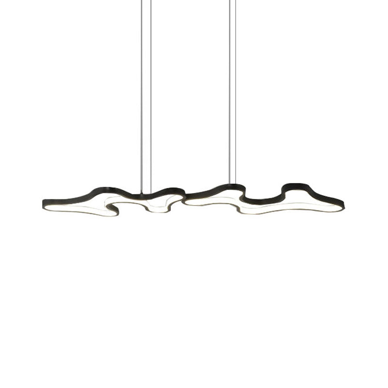 Contemporary Black/White Led Pendant Island Light With Cloud-Like Metal Frame