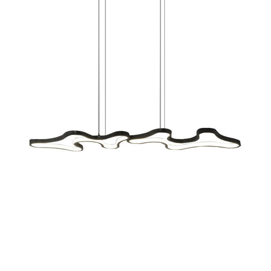 Contemporary Black/White Led Pendant Island Light With Cloud-Like Metal Frame