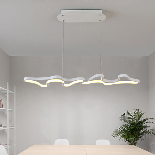 Contemporary Black/White Led Pendant Island Light With Cloud-Like Metal Frame