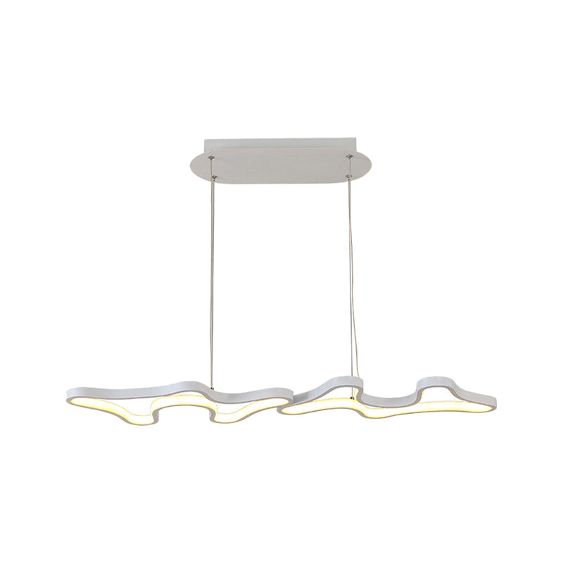 Contemporary Black/White Led Pendant Island Light With Cloud-Like Metal Frame