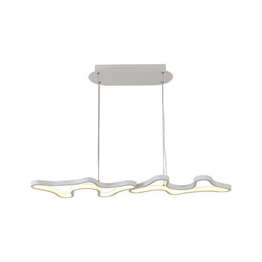 Contemporary Black/White Led Pendant Island Light With Cloud-Like Metal Frame