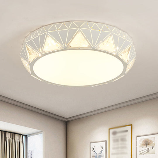 Modern LED Ceiling Light - White/Gold Finish Crystal Flush Mount with Acrylic Shade