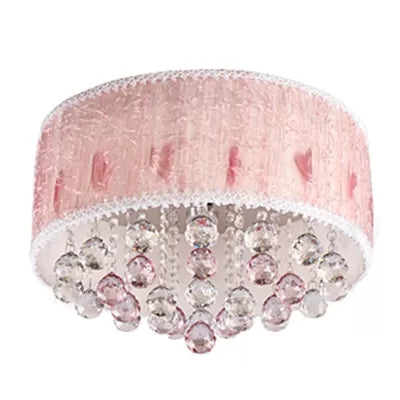 Modern Pink Ceiling Light with Crystal Ball - 8 Heads for Girls Bedroom