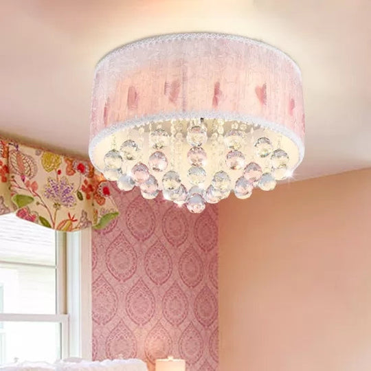 Modern Pink Ceiling Light with Crystal Ball - 8 Heads for Girls Bedroom