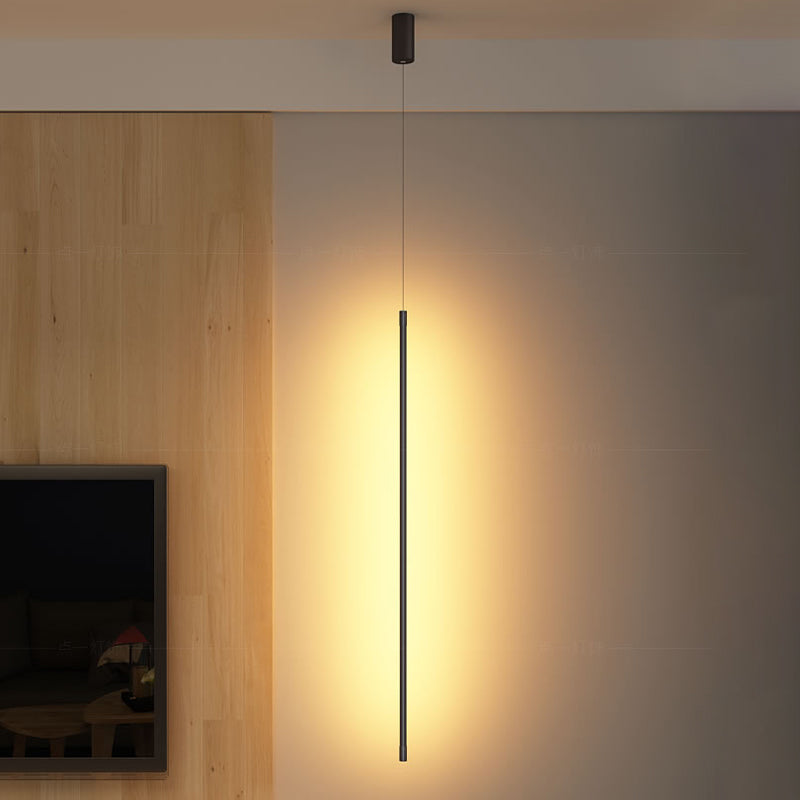 Minimalist Metallic LED Linear Pendant Lamp in Black/Gold with Warm/White Light - Suspended Lighting Fixture