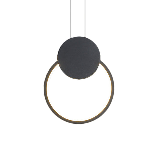 Modern Metal Ceiling Pendant Lamp In Led Black For Bedroom - Warm/White Light