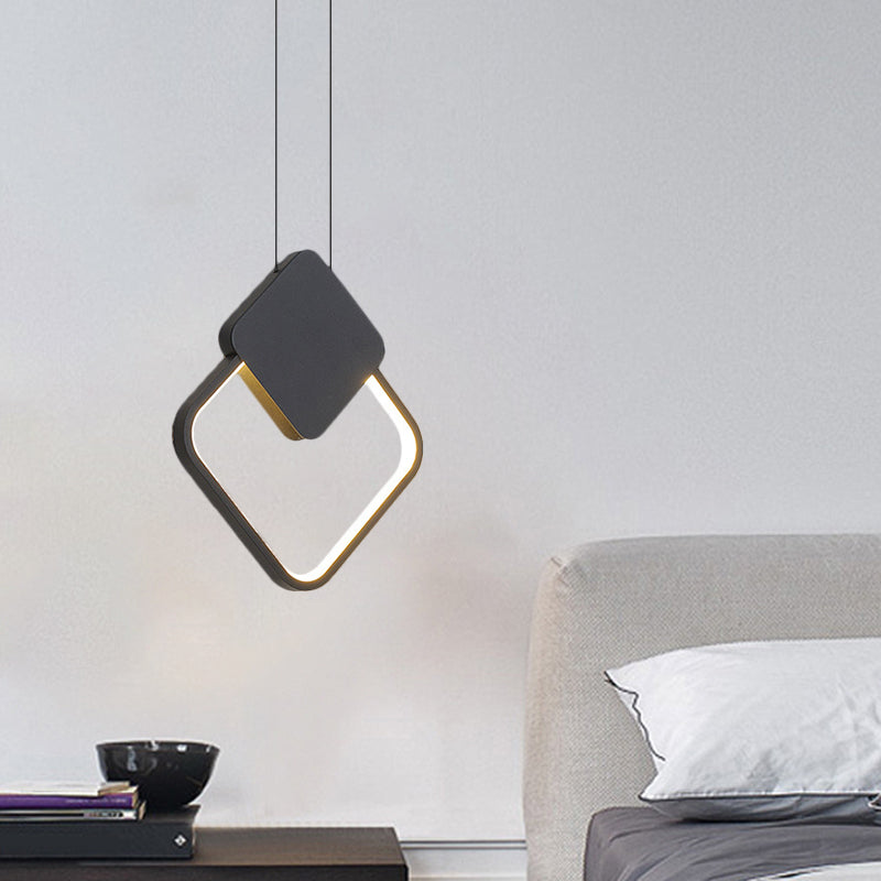 Modern Metal Ceiling Pendant Lamp Kit - LED Black Hanging Light in Warm/White for Bedroom