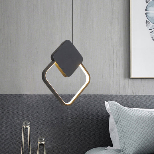 Modern Metal Ceiling Pendant Lamp Kit - LED Black Hanging Light in Warm/White for Bedroom