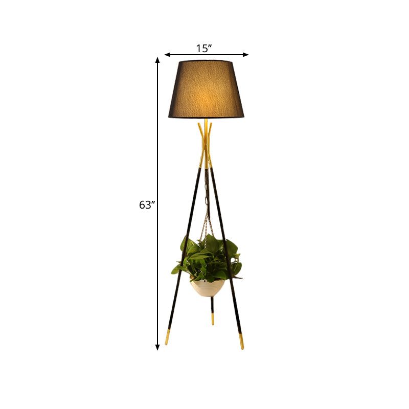 Modern Tripod Floor Lamp With Black/White/Flaxen Drum Shade Ideal For Reading And Warehouse Lighting