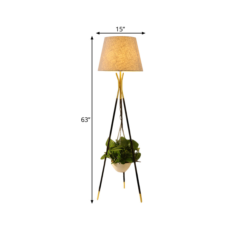 Modern Tripod Floor Lamp With Black/White/Flaxen Drum Shade Ideal For Reading And Warehouse Lighting