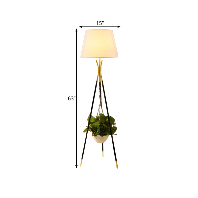 Modern Tripod Floor Lamp With Black/White/Flaxen Drum Shade Ideal For Reading And Warehouse Lighting