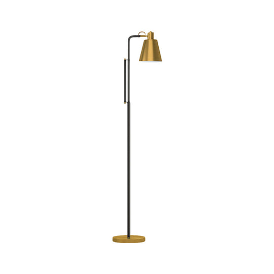 Modern Metallic 1-Light Tapered Floor Lamp In Brass - Ideal For Living Room Reading