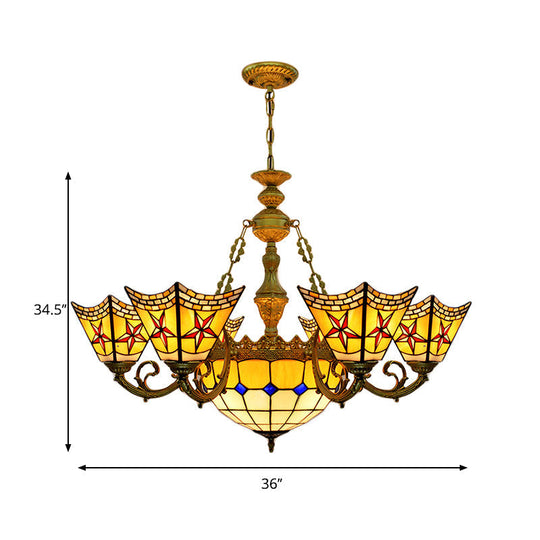 Tiffany Antique Craftsman Chandelier - Stained Glass Pendant Light For Hotels