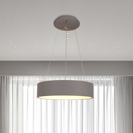 Minimalist Grey Led Pendant Lamp: Aluminum Round Ceiling Light For Dining Table
