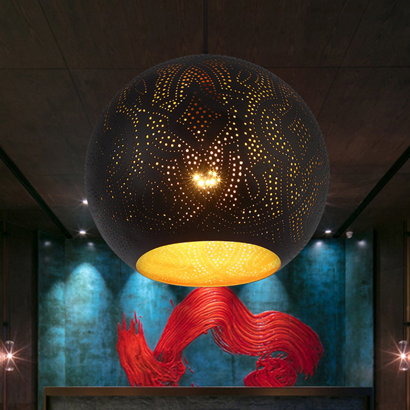 Metallic Pendulum Art Deco Etched Sphere Lamp Kit - 5/8 Width Black