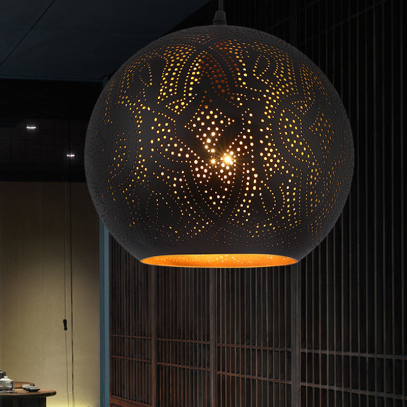 Metallic Pendulum Art Deco Etched Sphere Lamp Kit - 5/8 Width Black