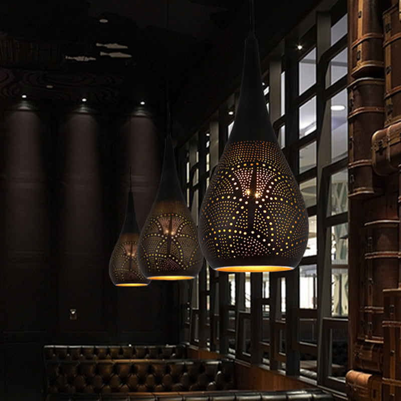 Metallic Pendulum Art Deco Etched Sphere Lamp Kit - 5/8 Width Black