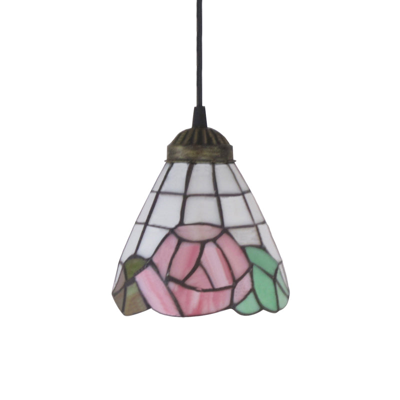 Stunning Pink Stained Art Glass Pendant Lighting - Tiffany-Style Hanging Light Fixture