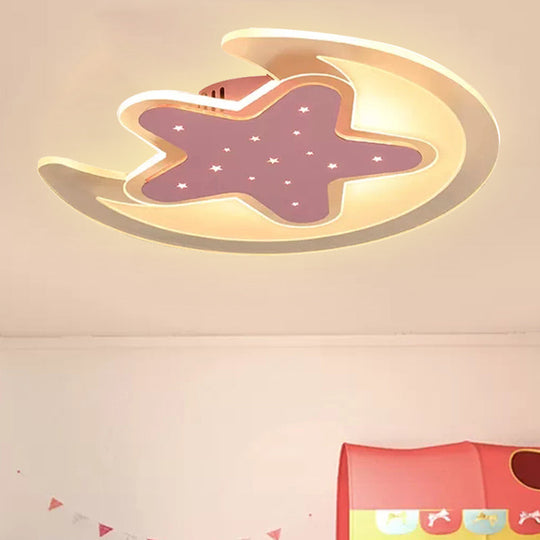 Contemporary Acrylic Pink Star Ceiling Mount Light - Perfect for Teens