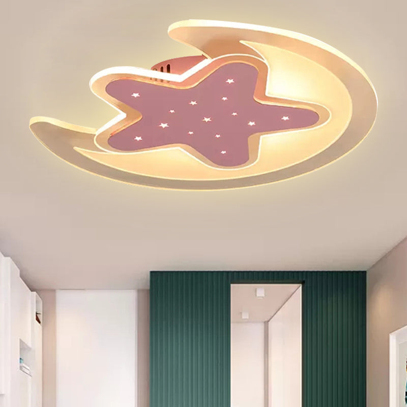 Contemporary Acrylic Pink Star Ceiling Mount Light - Perfect for Teens