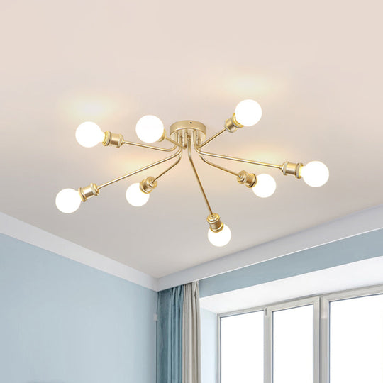 Sleek Linear Metallic Ceiling Lamp: Beautiful Semi-Flush Light for Kid's Bedroom