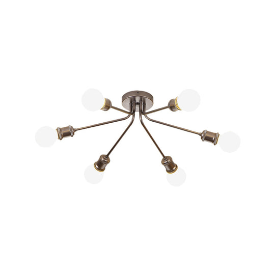 Sleek Linear Metallic Ceiling Lamp: Beautiful Semi-Flush Light For Kids Bedroom