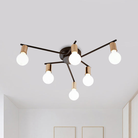 Plafonnier encastré en métal pour chambre d'adulte et salon - Design à bras long, éclairage romantique