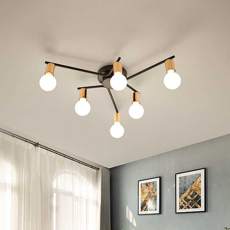 Plafonnier encastré en métal pour chambre d'adulte et salon - Design à bras long, éclairage romantique