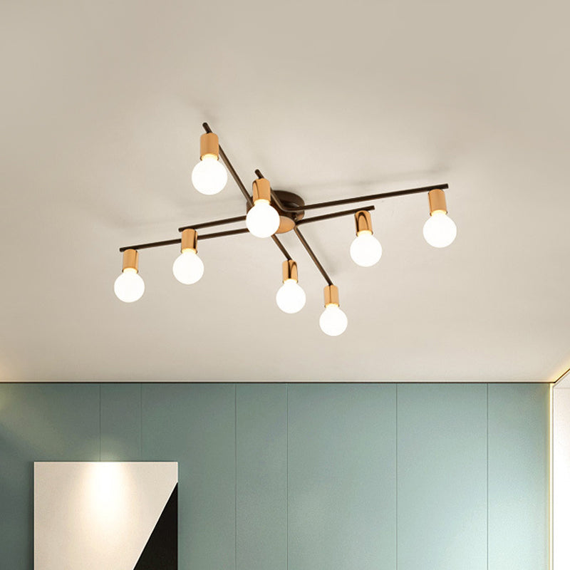 Plafonnier encastré en métal pour chambre d'adulte et salon - Design à bras long, éclairage romantique